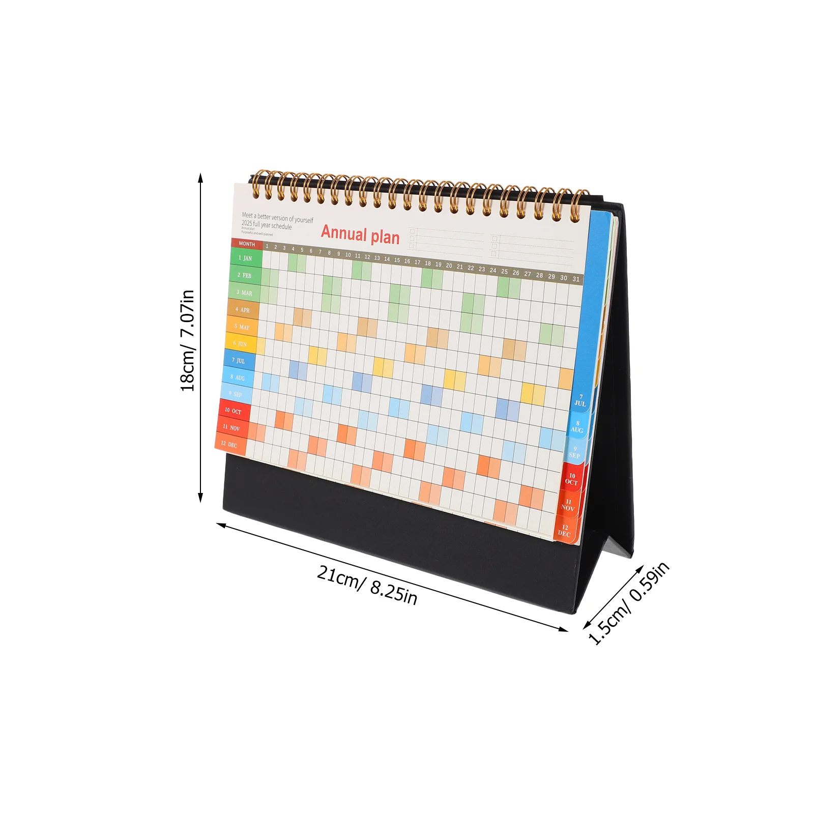 ปฏิทินตั้งโต๊ะปี 2026 แบบพลิกได้ ดีไซน์มินิมอล แบบเข้าเล่มด้วยลวดคู่ พร้อมแท็บสีสันสดใส ตกแต่งโต๊ะทำงานเพื่อการทำงานที่มีประสิทธิภาพในแต่ละวัน