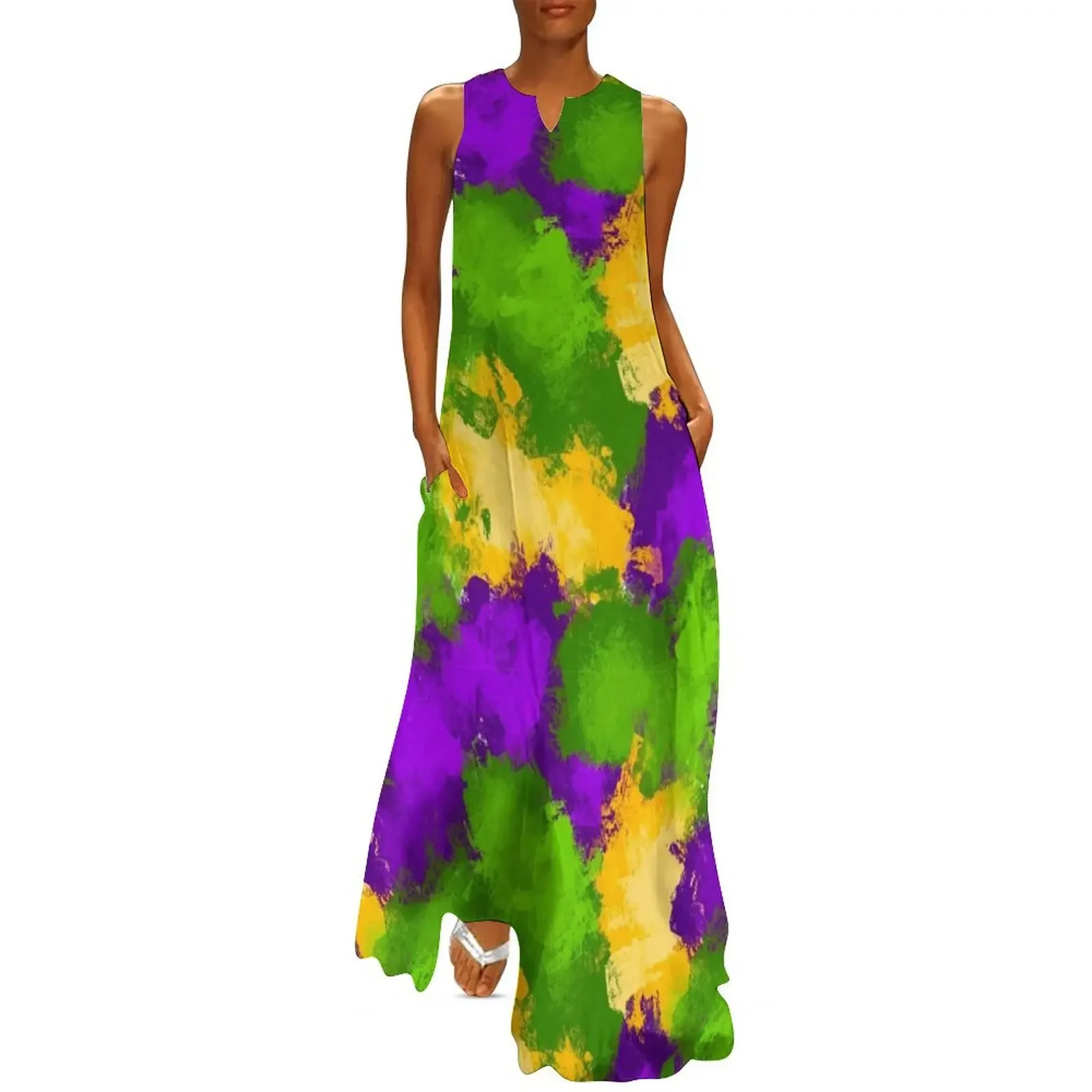 

Mardi Gras Splash Long Dress women clothing 2025 new arrivals women's evening dresses 2025 elegant dress Dress