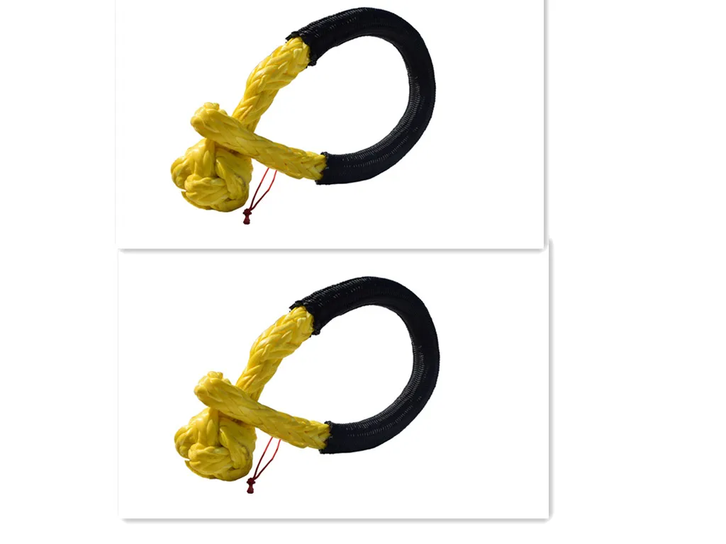 

2Pack of Yellow 5mm*80mm Soft Shackles,Synthetic fiber Car Flexible Synthetic Winch Shackle Towing Yacht Straps