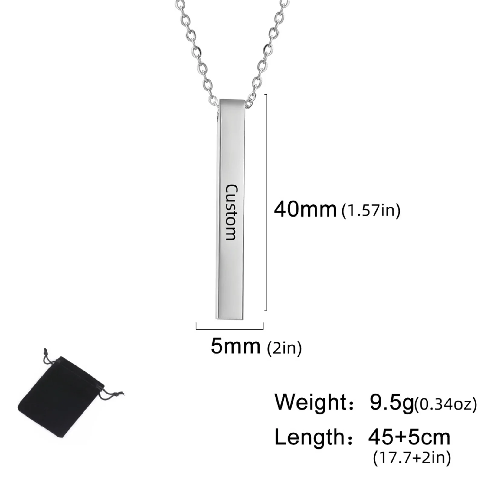 Customized Multi-Sided Engraved Necklace for Couples