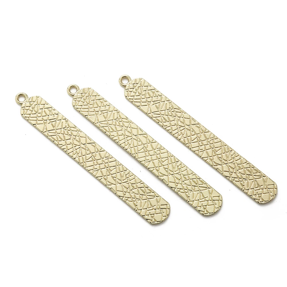 

10Pcs Zinc Alloy Textured Flat Stamping Bar Charms Gold Color Tag Charms For DIY Necklace Earrings Jewelry Making Accessories