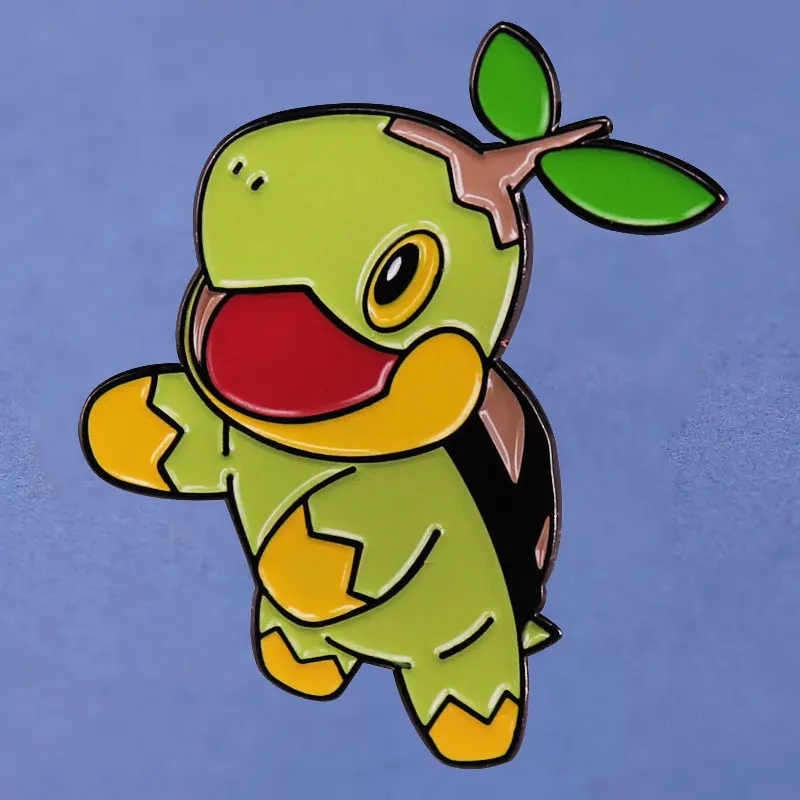 Pokemon Turtwig Anime Reversspelden Rugzak Jeans Emaille Broche Pin Vrouwen Mode Sieraden Geschenken Kawaii Schildpad Cartoon Badges