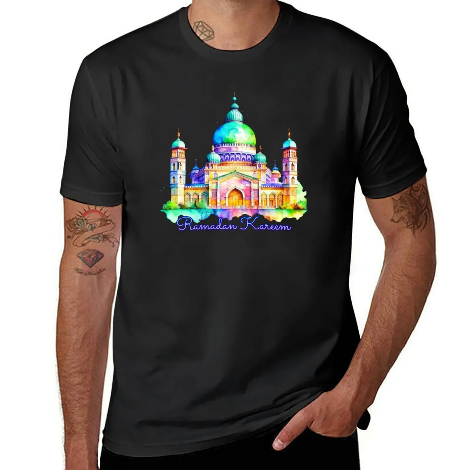 Watercolor Ramadan Mosque T-Shirt sublime customizeds tops blacks plain t shirts men