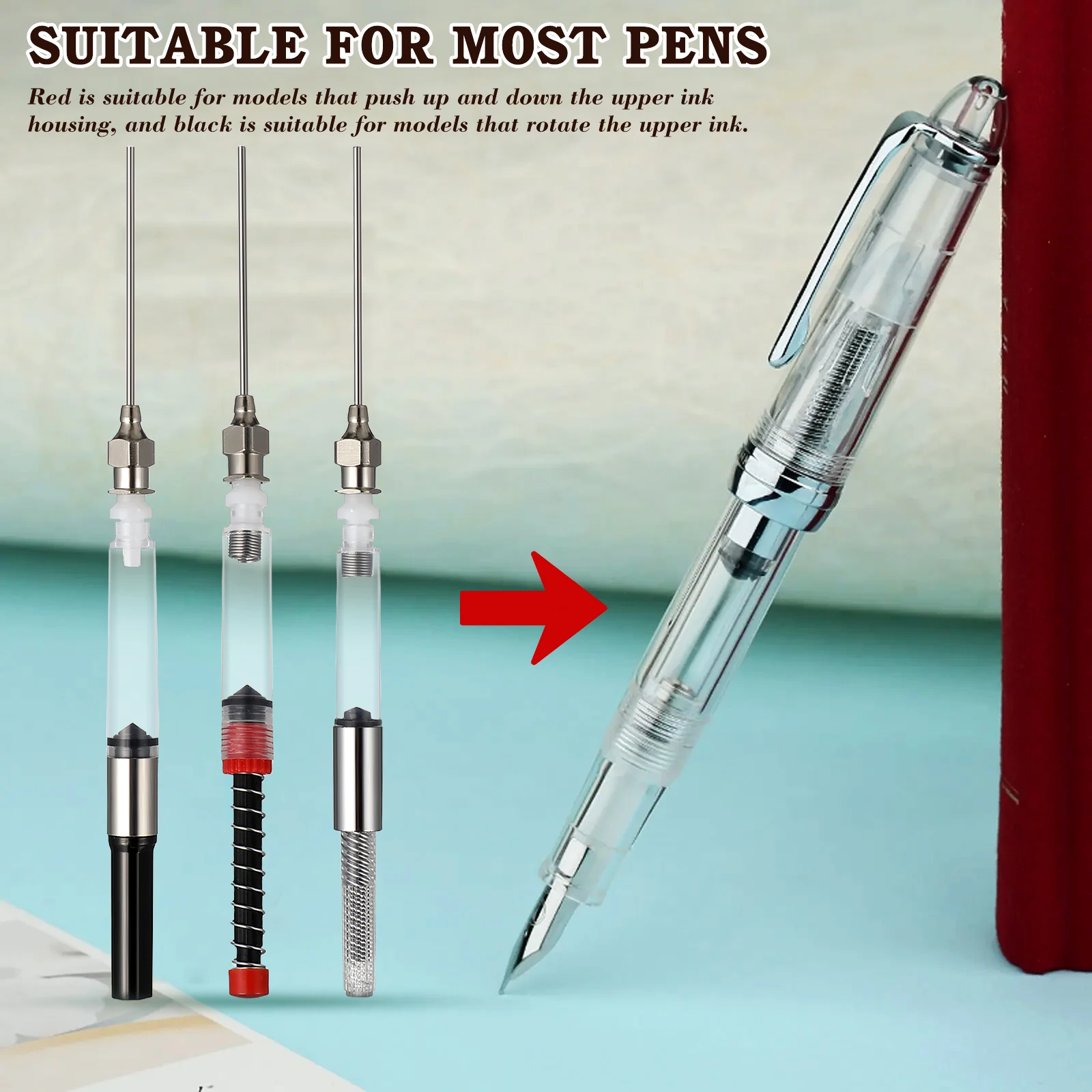 

3pcs Fountain Pen Converter Ink Fill Assistant for 2.6mm 3.4mm Syringe Spring Student Pen Absorber Portable Stationery Supplies
