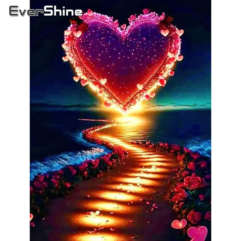 Ever shine Full Square Runde Diamant Mosaik Liebe Herz Fantasie 5d Malerei Landschaft Meer DIY Stickerei Handwerk