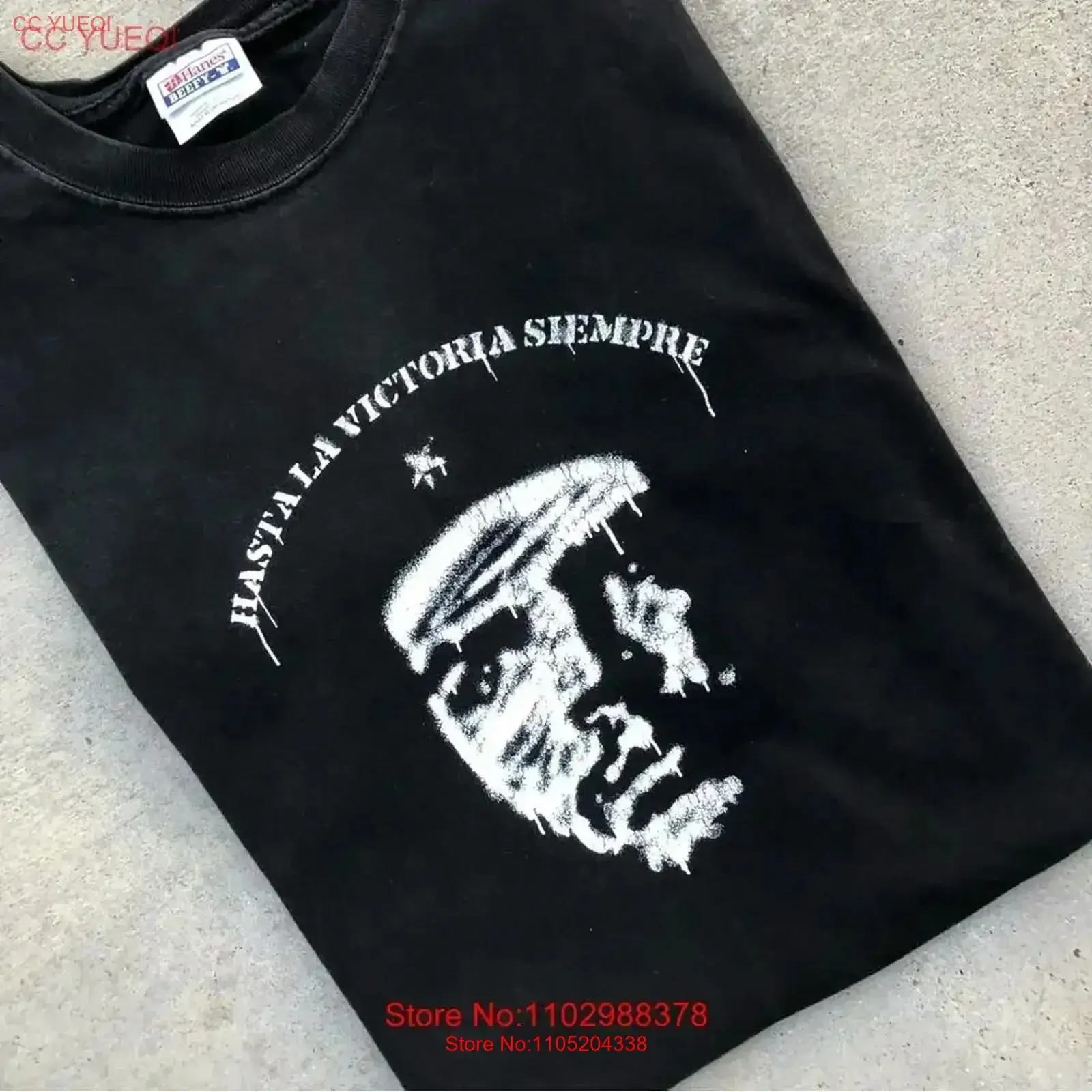 Vtg Che Guevara Hasta La Victoria Seimpre Black T Shirt Size XL vintage Washed Stretched Versatile graphic fashion streetwear