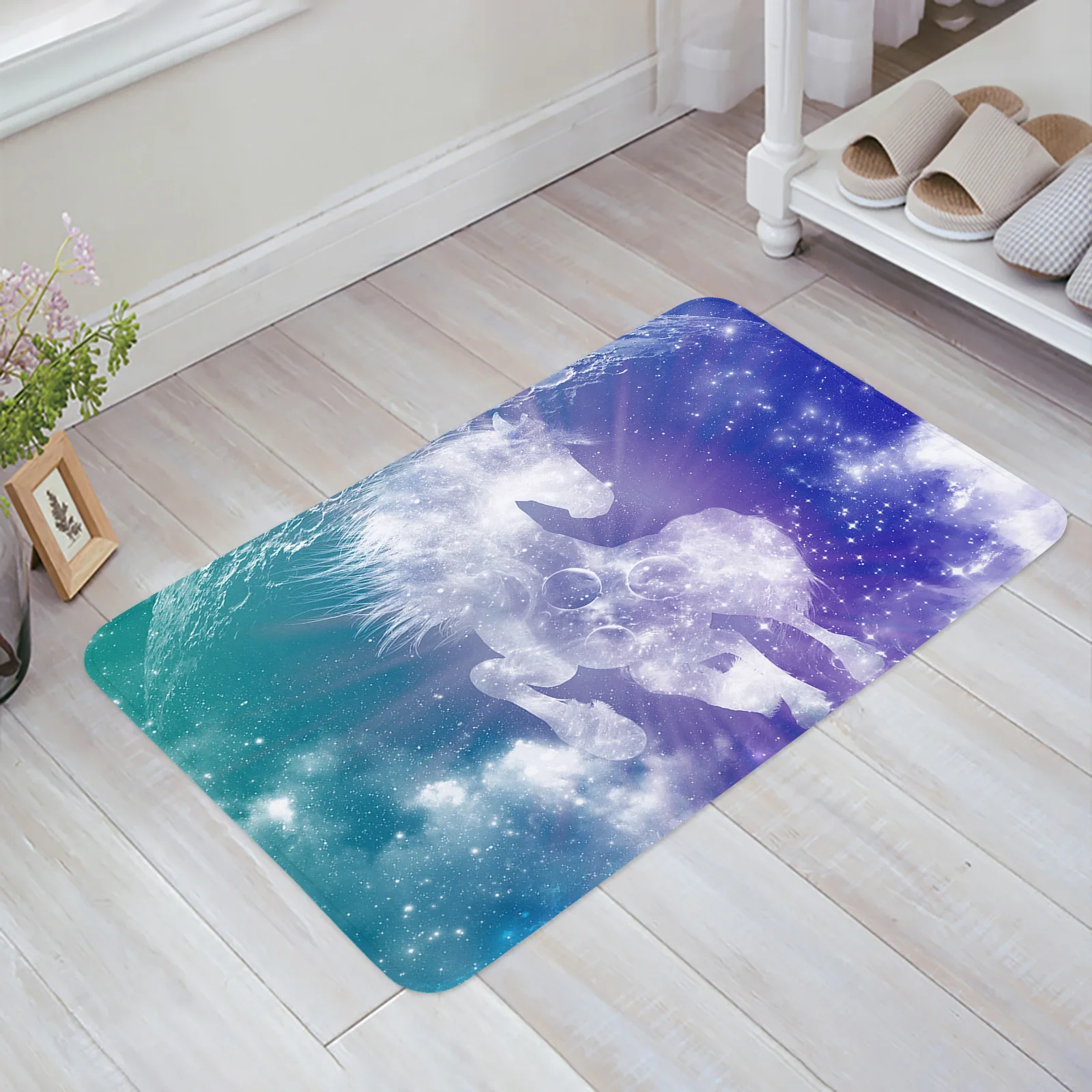 

Moon Horse Starry Sky Kitchen Floor Mat Living Room Decor Carpet Home Hallway Entrance Doormat Balcony Door Anti Slip Rug