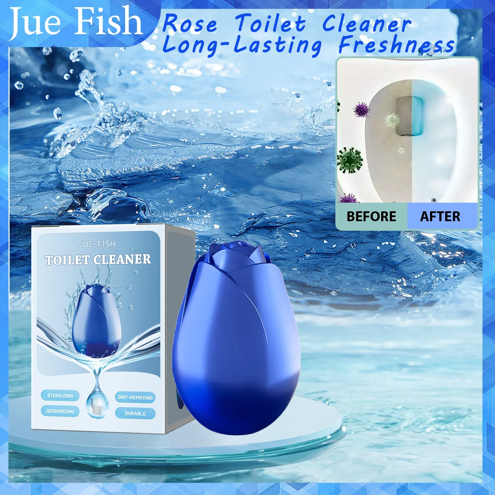 

Toilet Tank Rose Cleaner Long-Lasting Freshness Stain & Odor Remover Gentle On Porcelain Automatic Cleaning Easy To Use