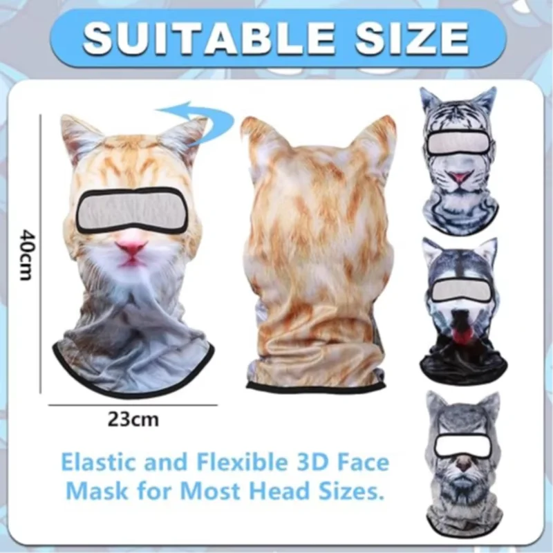 3D Cat Ski Balaclava Sheisty Face Mask With Ears Cute Animal Ski Mask For Men Women Outdoor Face Mask For Hiking Riding Party