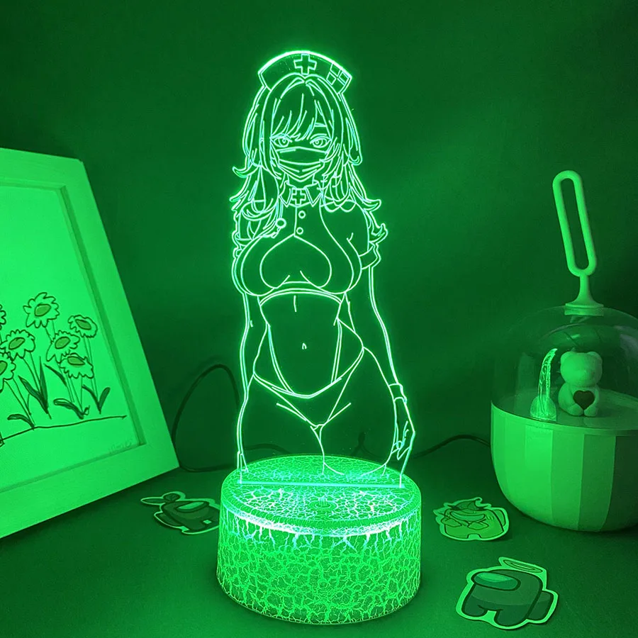 Imagem -04 - Mens Anime 3d Led Neon Night Lights Presente de Aniversário para o Amigo Otaku Quarto Decoração de Mesa Manga Lava Lâmpada Sexy Girl Game