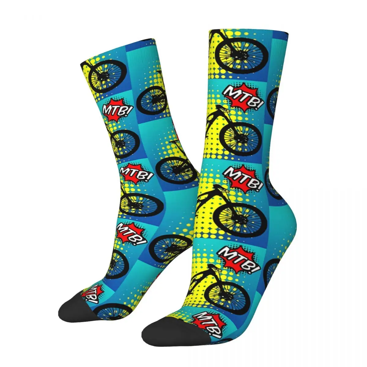 Men's Socks MTB POP Mountain Biking MTB Mountains Downhill Bike Bicycle MTB Hip Hop Seamless Crew Sock Gift Pattern Printed