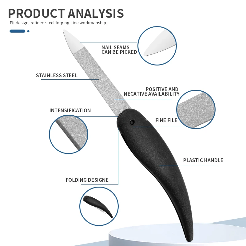 5-teiliges Set, faltbare Nagelfeile mit kleinen Fischen, gewaschen und poliert, Manikürefeile, doppelseitig, mattiertes ABS-Kunststoffmaterial, Nagelkunst