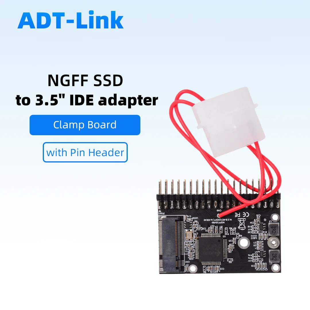 3.5-inch NGFF SSD To IDE Adapter Card with Clamp Header for Desktop HDD Enclosure 3.5