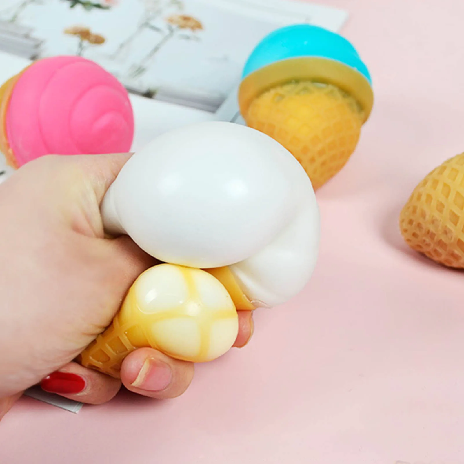 Antistress Ball Mini Squeeze Ice Cream Cute Kawaii Stretchy Healing Stress Hand Pinch Fidgets Vent Toys