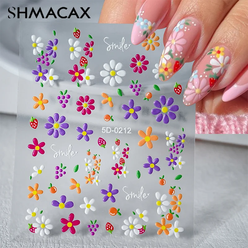 Blume Cartoon Nail Art Aufkleber selbst klebend DIY niedlichen 5d Reliefs Bowknot Kaninchen Muster Maniküre Slider Dekoration Aufkleber