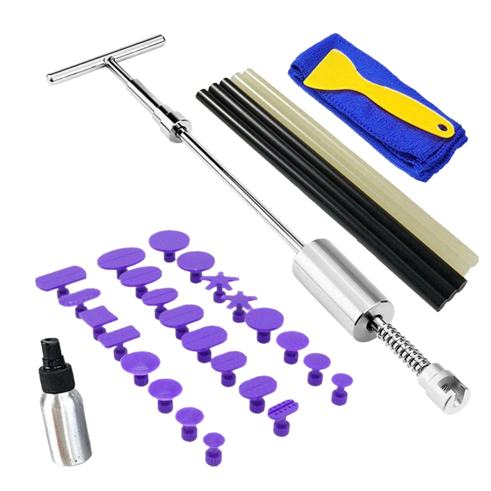 

38cm 34Pcs Car Paint-Free Dent Repair Tool Kit Car Dent Puller Slide Hammer with T-Ba Repair Tool