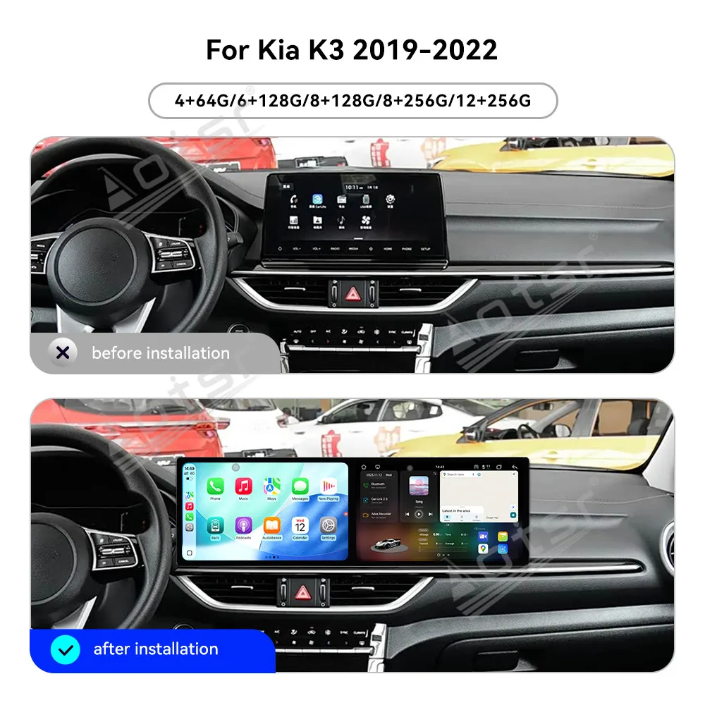 

Автомобильный радиоприемник CarPlay с двойным экраном 10,1 дюйма для Kia K3 2019-2022, мультимедийный плеер с сенсорным экраном, GPS-навигация, DSP Auto