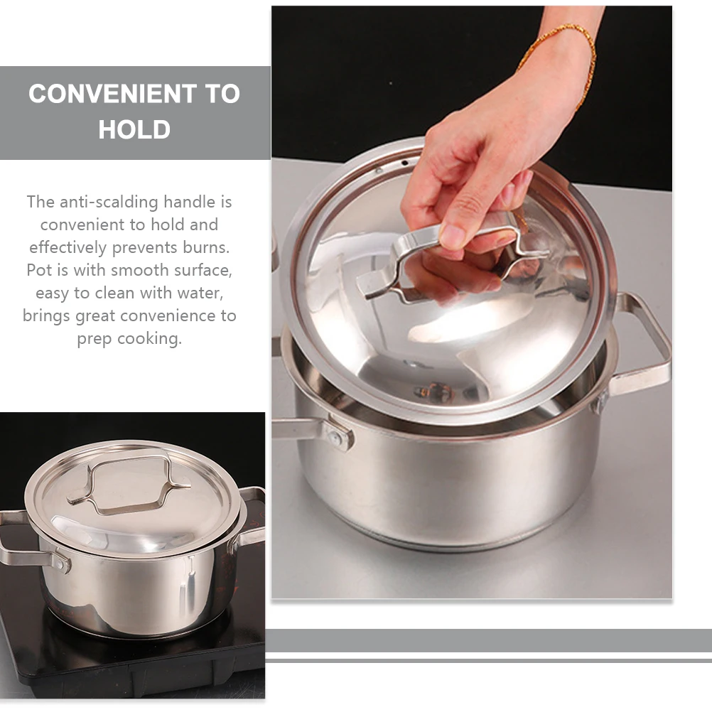 

Stainless Steel Thick Soup Pot with Lid Multifunctional Cooking Pot for Home Ramen Noodle Kitchen Use Household Stock