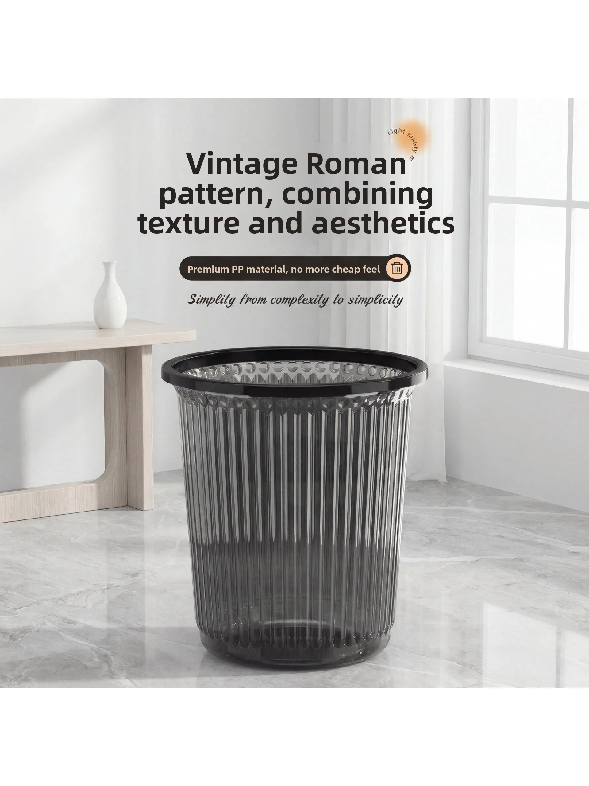 

Home Use Transparent Trash Can Open Top Kitchen Living Room Waste Bin Luxury Minimalist Style Garbage Can Dustbin Recycling