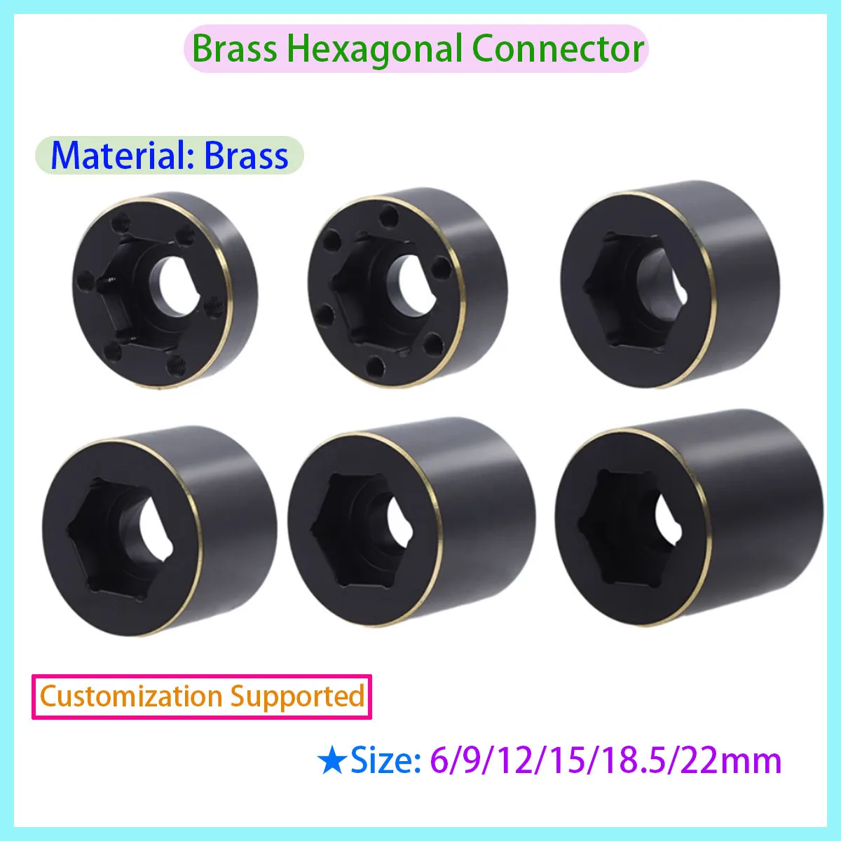

Suitable for 1.9 2.2 Anti-skid Wheel Rims RC Tracked Vehicles Hexagonal Brass Wheel Hub Adapter