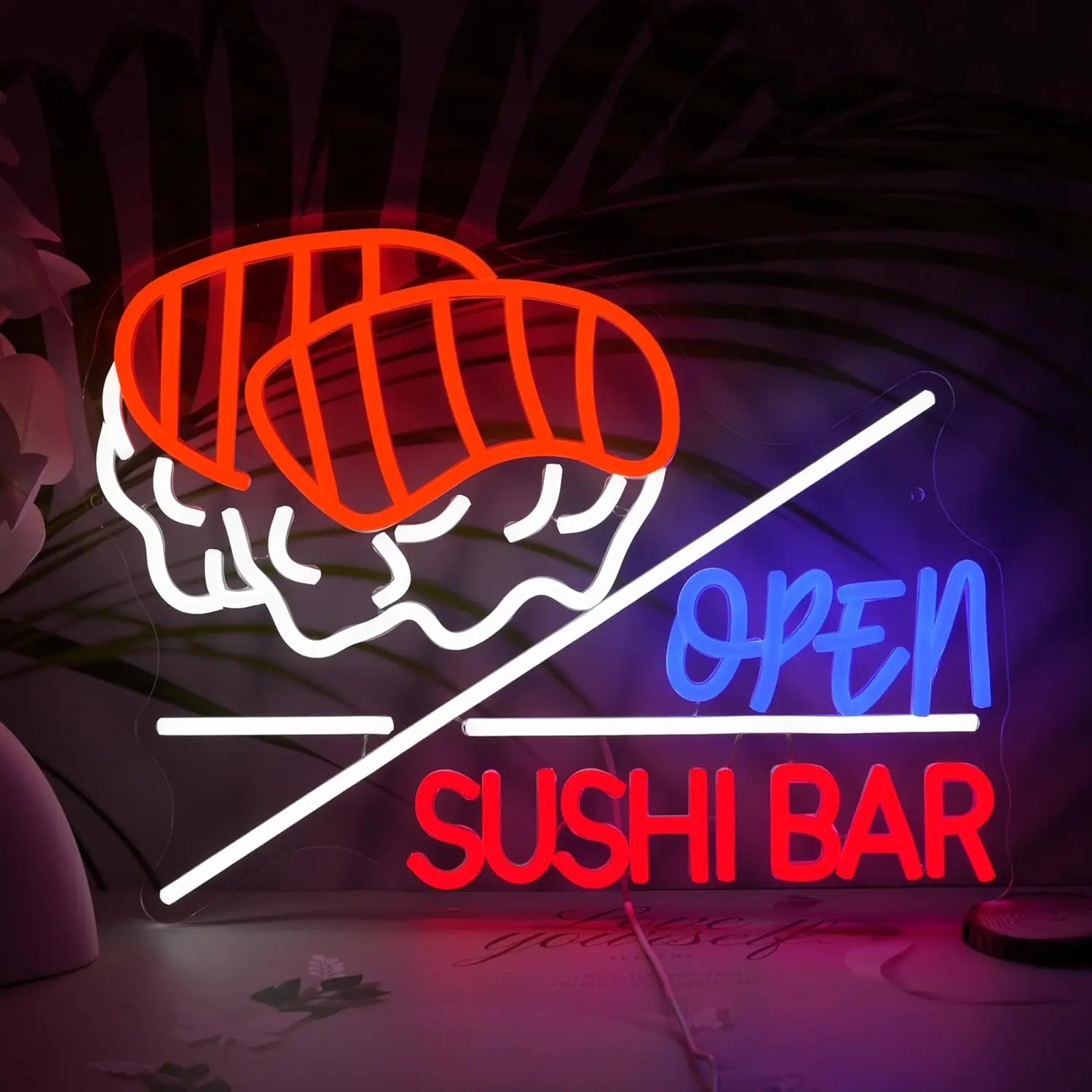 Sushi Neon Sign LED Bar Open Sign for Wall Decor USB Dimmable for Business Japanese Restaurant Shop Snack Food Street Decor Gift