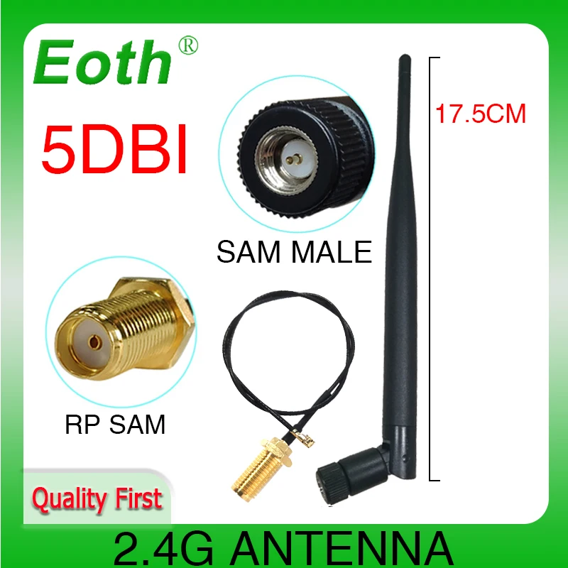 2.4 GHz Antenna wifi 5dBi SMA Male Connector PBX 2.4ghz antena wi fi 2.4G for Wifi Booster + 21cm ufl./ IPX 1.13 Pigtail Cable