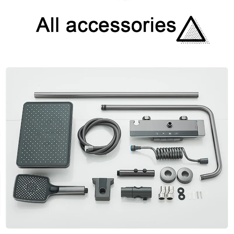 

Роскошный умный светодиодный смеситель для душа в ванной комнате, 4 функции, интеллектуальный цифровой дисплей и смеситель для клавиш фортепиано, душевая система, настенный монтаж