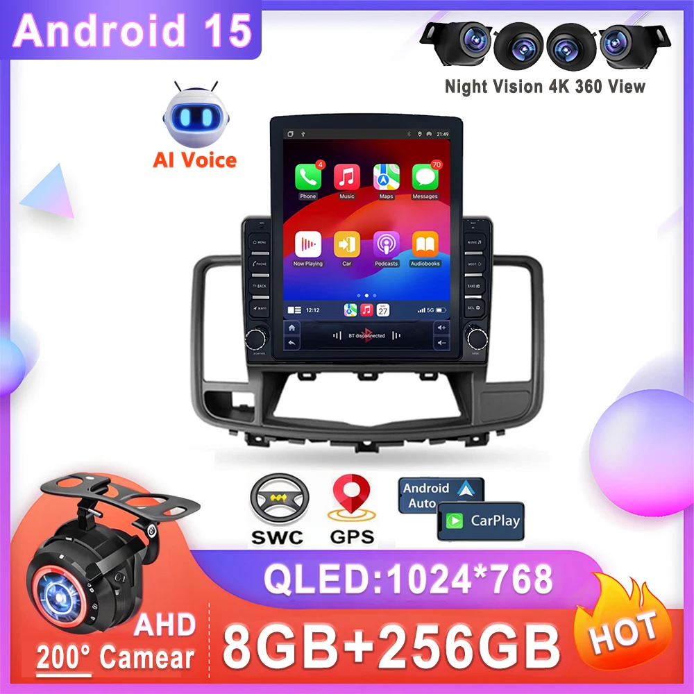 

9.7 Inch Android 15 For Nissan Teana J32 2008 - 2013 Android Auto Multimedia Radio Stereo Touch Screen Navigation Car DVD GPS BT