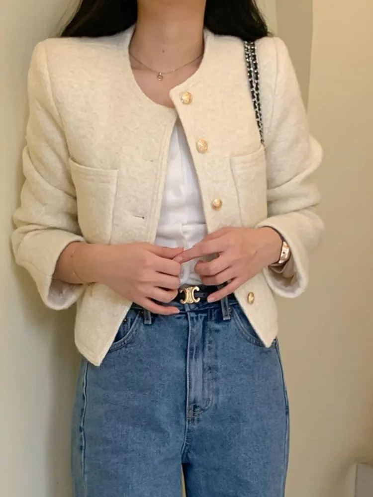 

Шикарный свободный женский костюм Jaet, корейский костюм, круглый, на одной пуговице, модная универсальная повседневная одежда для работы и поездок на работу