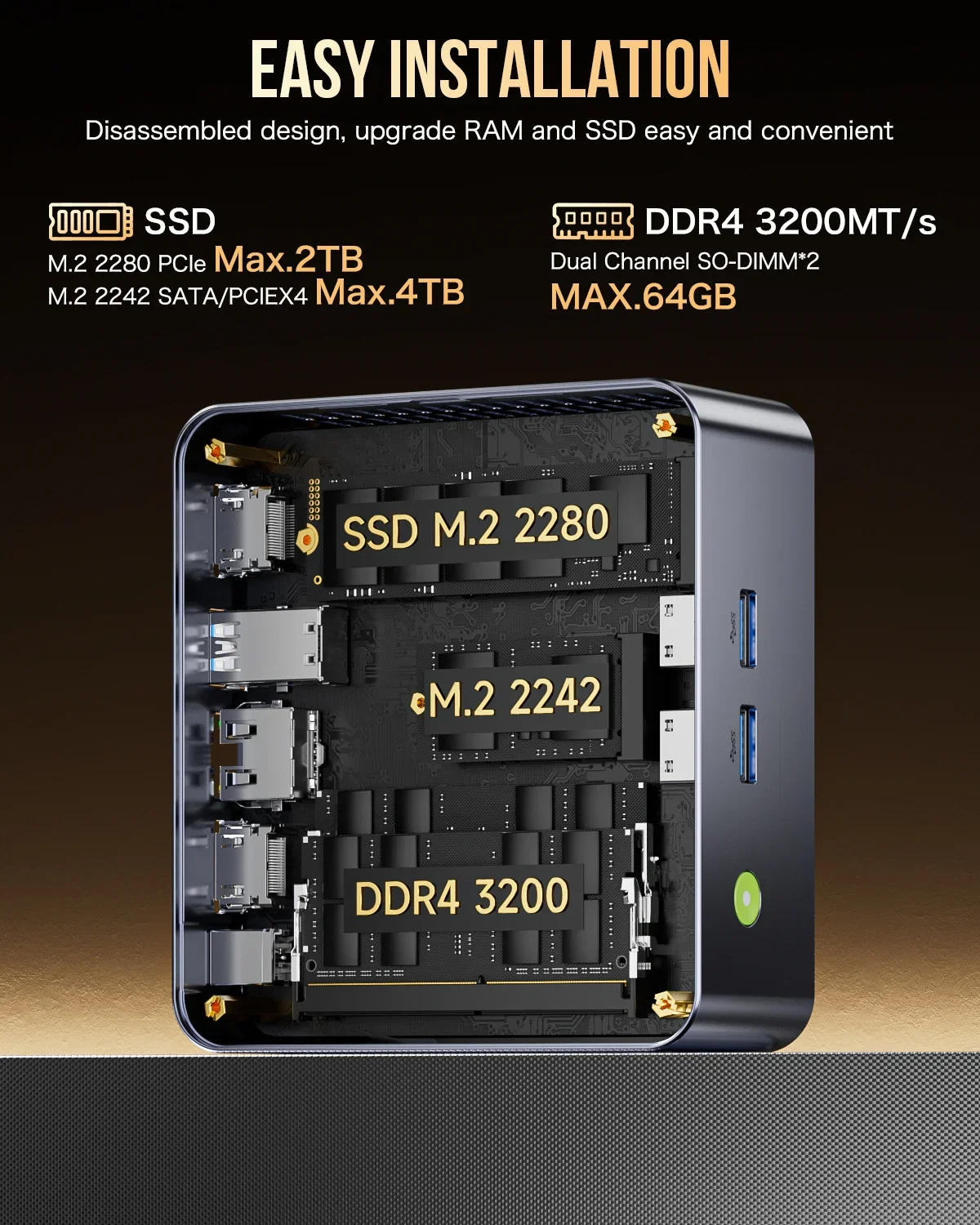 GMKtec M3 Plus Core I9-12900HK كمبيوتر صغير ويندوز 11 برو DDR4 3200 ميجا هرتز NVME SSD WiFi 6 BT5.2 مراوح مزدوجة عرض ثلاثي لعبة الكمبيوتر