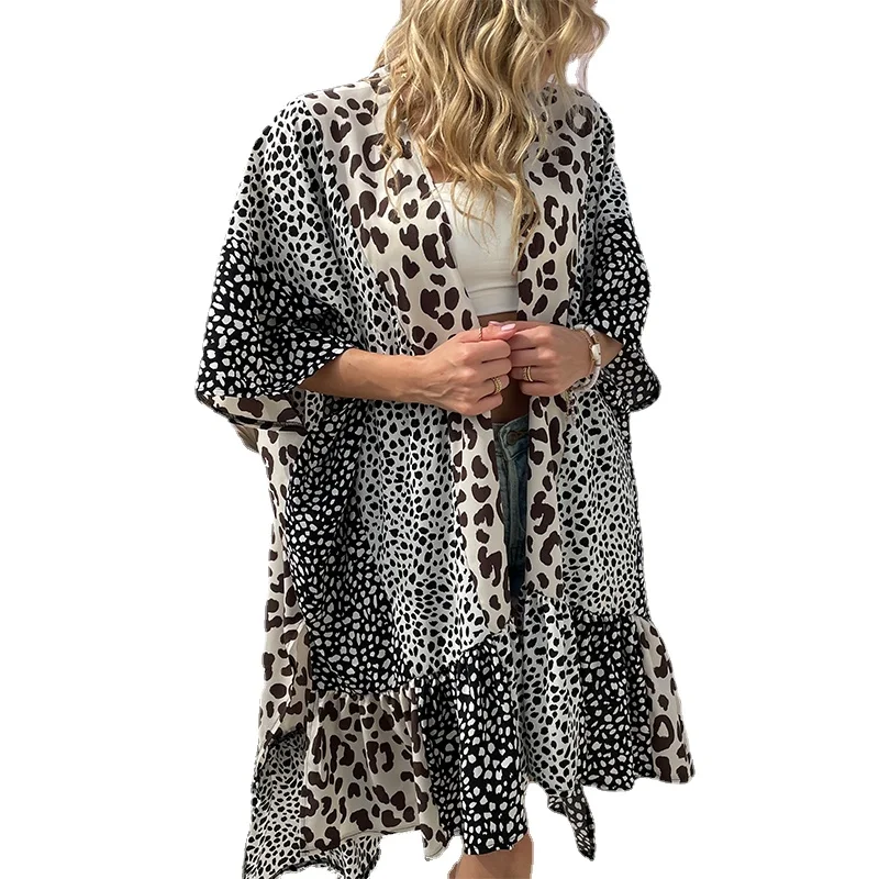 HONGHANYUAN 2022 New Arrive Women Leopard lunghezza media Casual allentato moda generale Vintage Cover Up