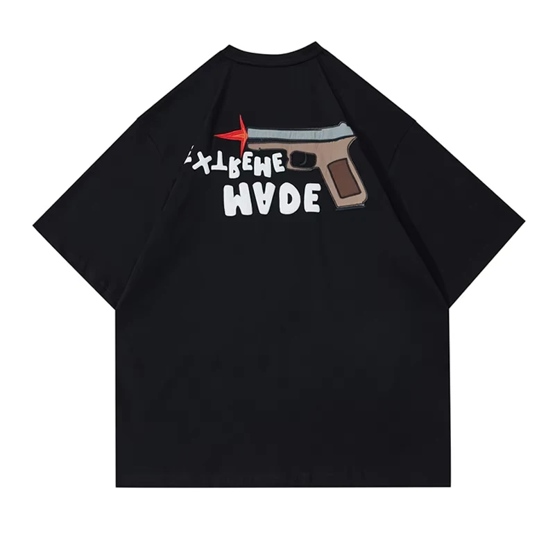 Men T-Shirt Streetwear Funny Bear Robber Harajuku Hip Hop Oversized Printed Cotton Black Tops Tee Graphic Y2k Aesthetic Clothing