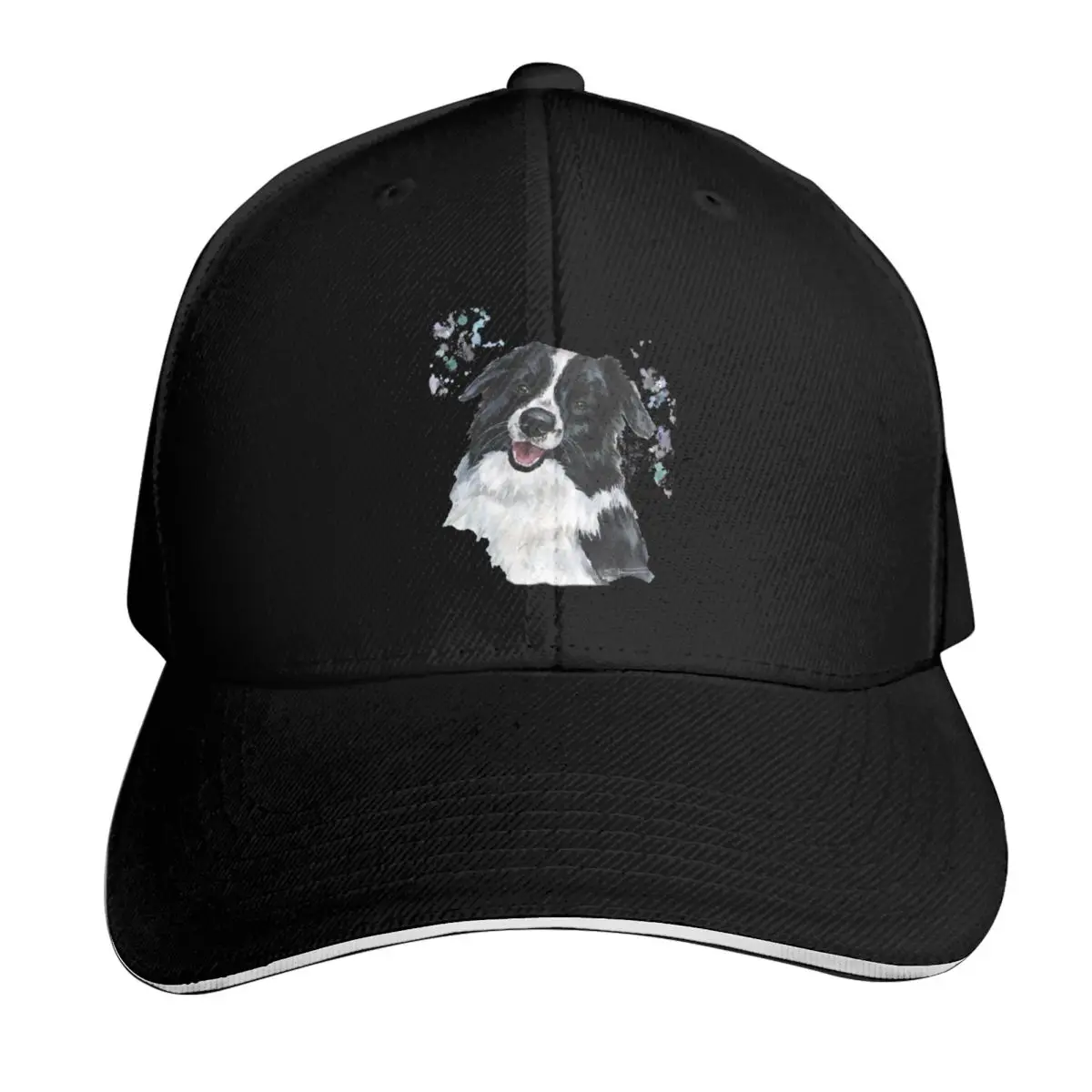 

Watercolour Border Collie Baseball Cap Sunscreen Big Size Hat Beach Outing New In Hat Women's Men's