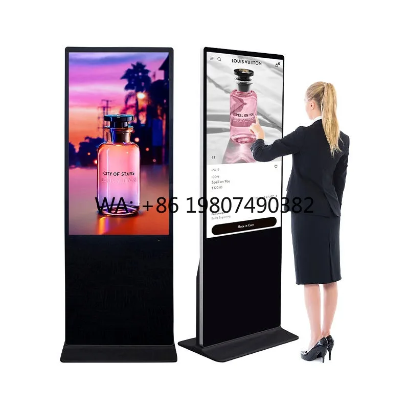 32 43 Inch Touch Screen Floor Digital Poster Built-in CMS LCD Advertising Kiosk For Shopping Center Indoor Commercial Display