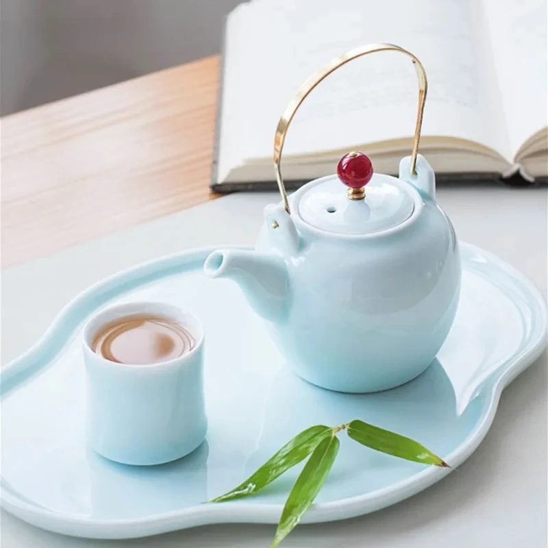 Japanese Color Tiliang Teapots Exquisite Handmade Ceramic Tea Set Kettle Household Celadon Filter Tea Pot Tea Ceremony Drinkware