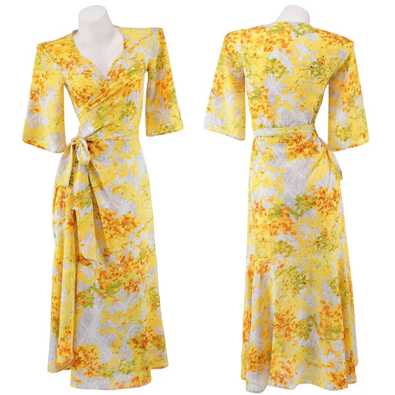 Dichengda Sexy V Neck Print Dress For Women Loose Floral Print Long Dress Exotic Lingerie Pajamas Nighty Club Beach Maxi Dresses