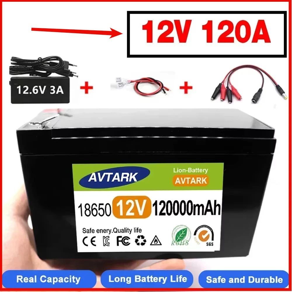 100%New12v 120A Li Ion 18650 Battery Electric Vehicle Lithium Battery Pack 9V- 12V 35Ah 120Ah Built-in BMS 30A High Current