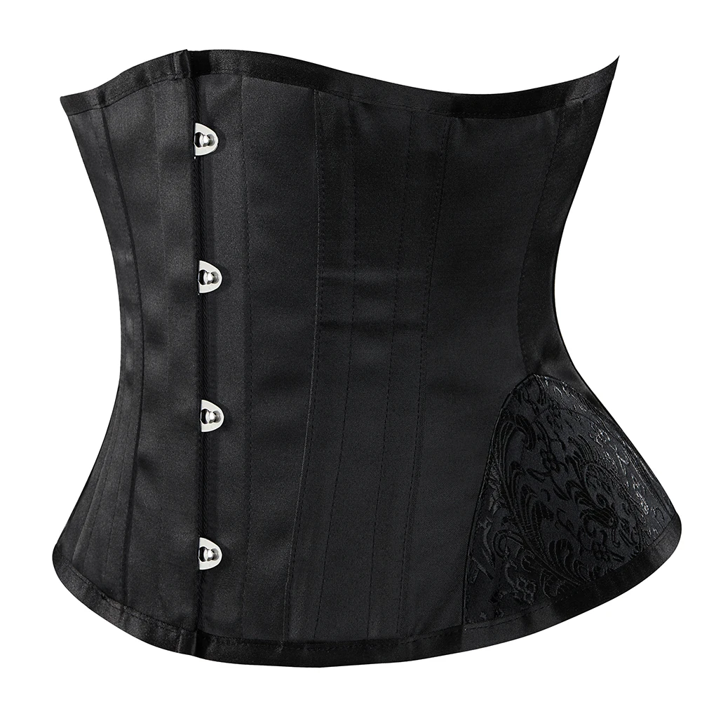 Vintage Underbust Corset Women 14 Steel Boned Waist Cincher with Curved Hem Bustiers Corselet