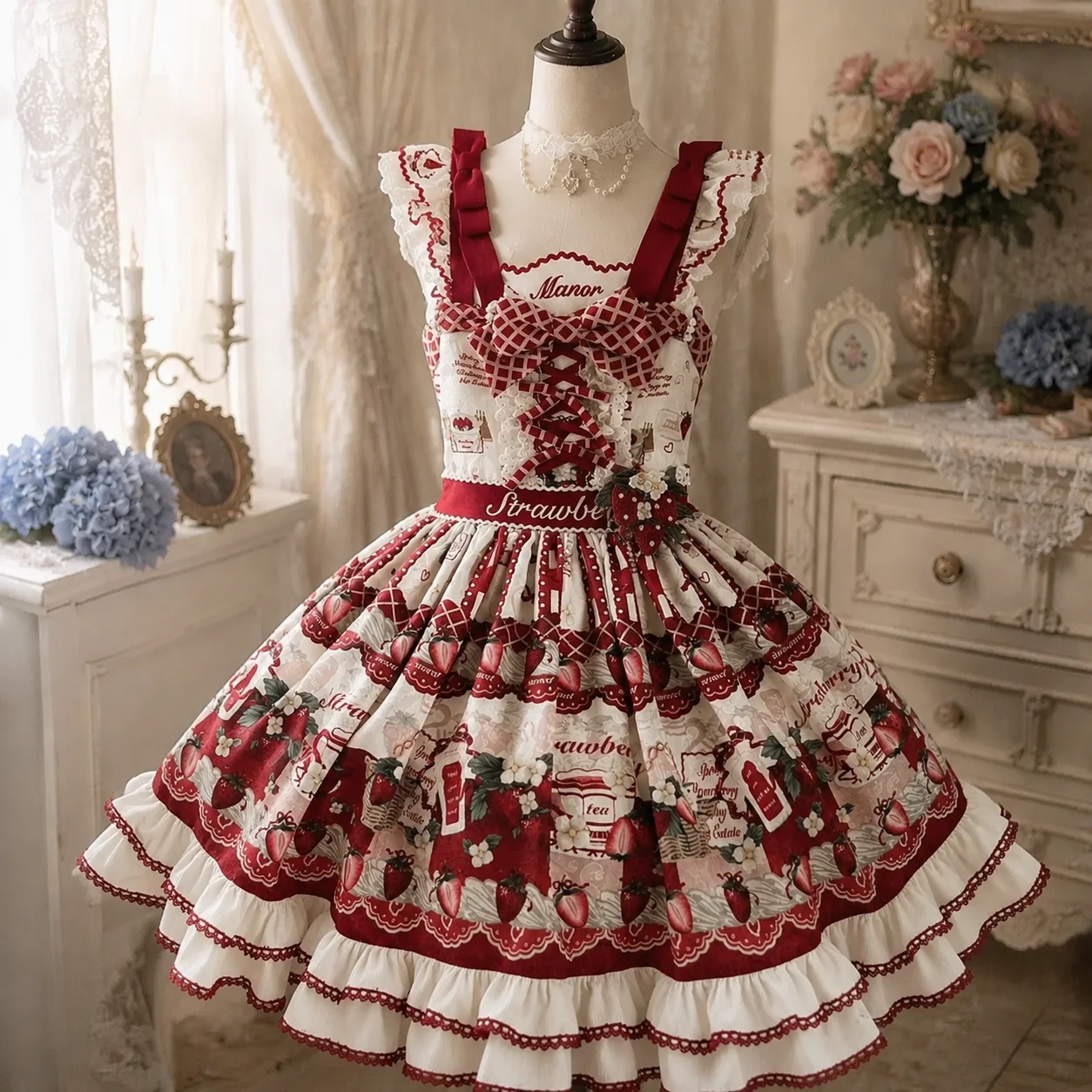 Damen Japanisches Süßes Lolita JKS Kleid mit Spitze, Rüschen, Schleifenband, Mini-Kleid, Kawaii, Niedlich, für Alltag, Abend, Party, A-Linien-Rock
