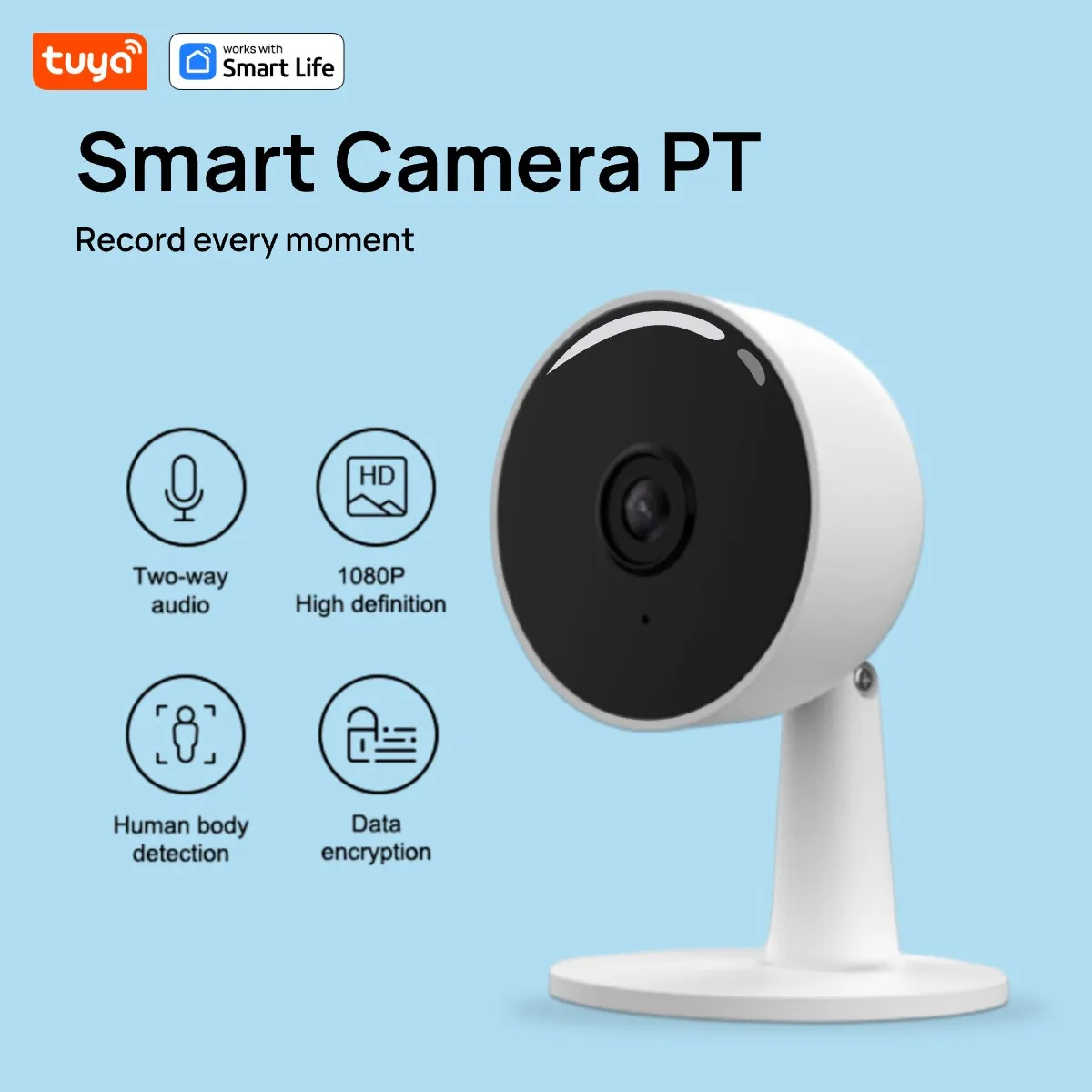 Tuya Smart 3MP HD Indoor Home Security Camera voor baby/oudere/huisdier/nanny, met realtime APP-waarschuwing, 2-weg audio, detectie van het menselijk lichaam