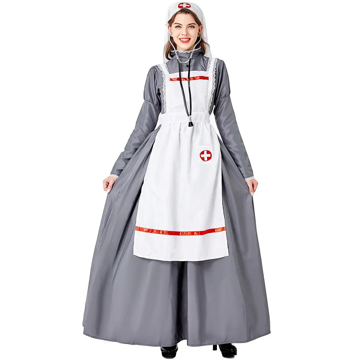 

Medieval Nurse orm Roleplay Women's loween Costume Set War Time Nurse Outfit Fem Healtare Theme Stage Costume