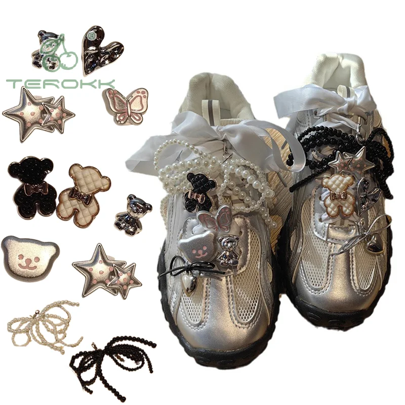 Shoelaces Clips Decorations Pearl Bow Pendant Bear Love Shoe Flower Buckle Shoes Accessories Ballet Shoe Charms