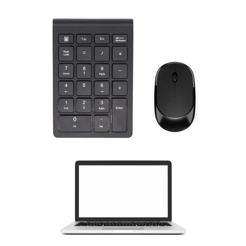 2024 New 22-Key Numeric Keypad and Mute Mouse Set Wireless Keyboard with USB Adapter 2.4GHz Numpad for Desktop PC Notebook