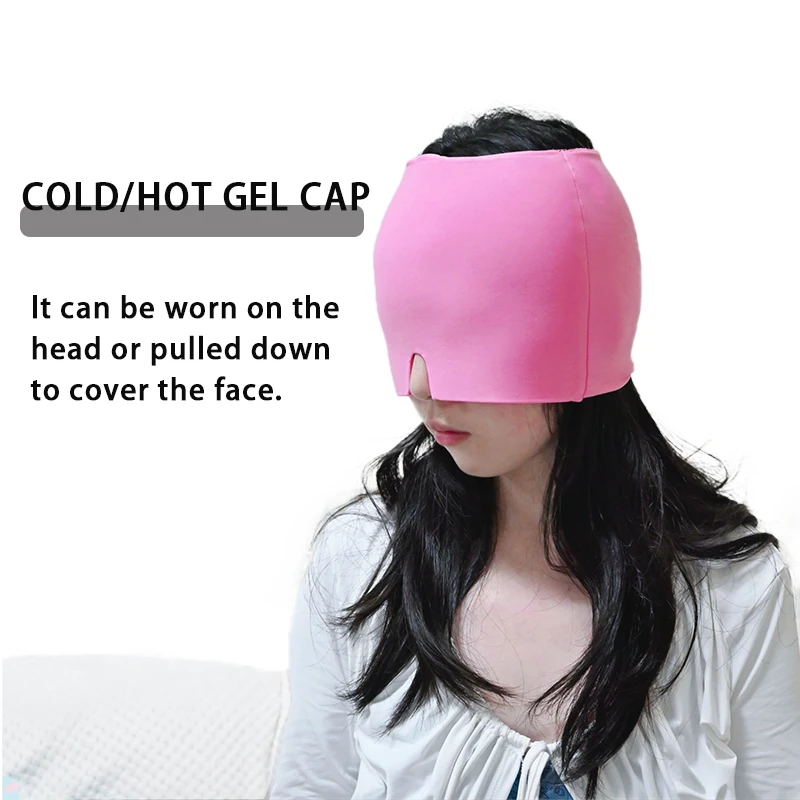 Ice Cap Head Face Surrounding Relaxation Massage Sleep Eye Mask Black Pink  Gel Cold and Hot Mask