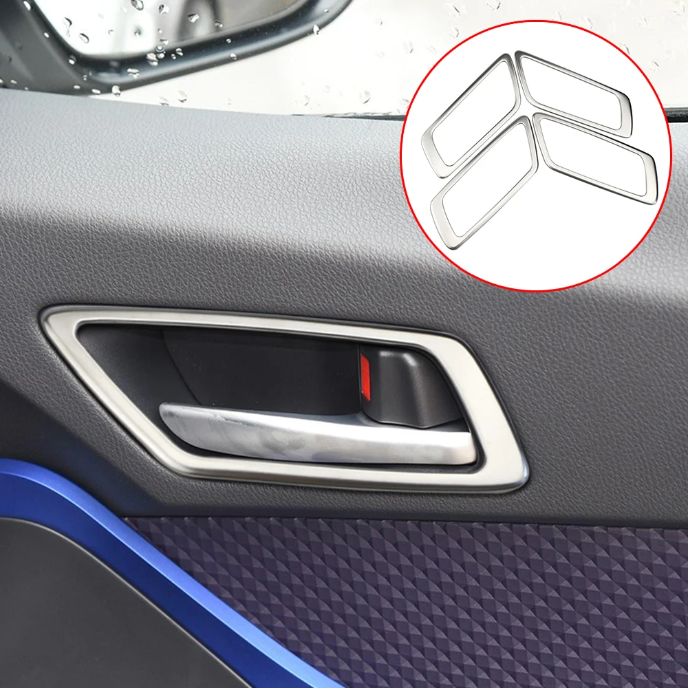 Stainless Steel 4 Pcs Car Interior Door Handle Trim Car Inner Door Bowl Sticker for Toyota C-HR CHR 2016 - 2018 Auto Accessories