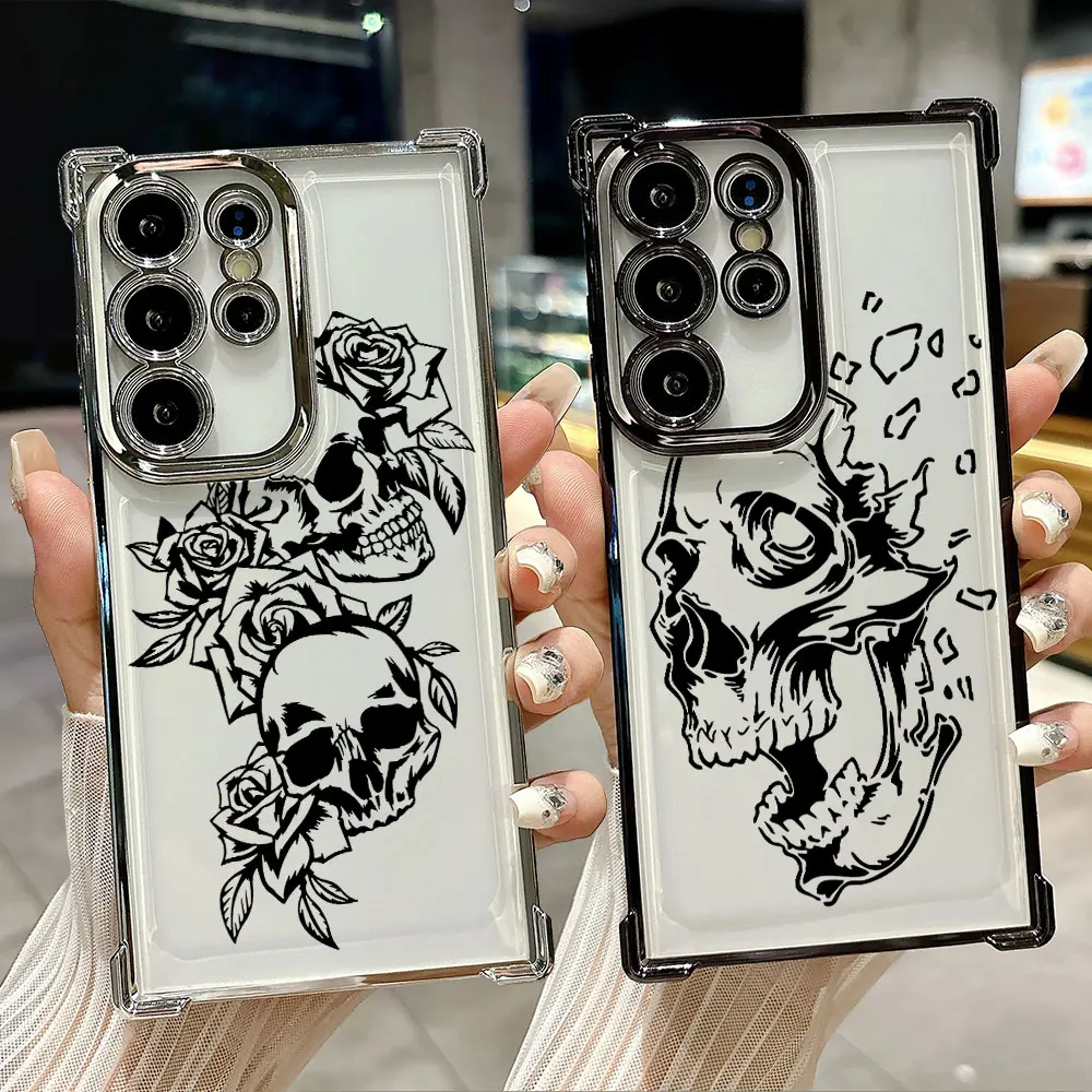 

Skull Skeleton Bone Funda For Samsung S26Ultra Phone Case For Galaxy S25 FE S26 S24 S23 S22 S21 Ultra S20 Plus S25FE Clear Cover