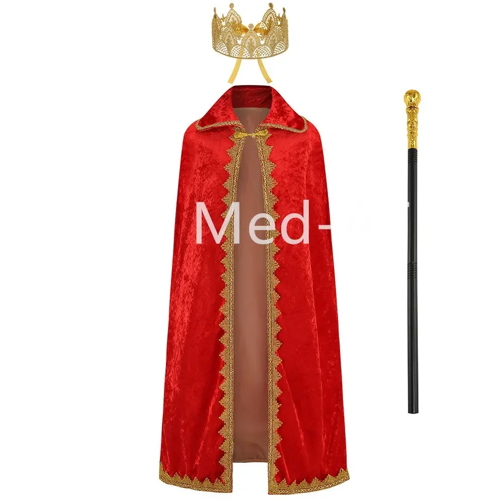 Cosplay König Umhang Kaiser Zepter Halloween Kostüm Roten Umhang Prinz Robe Krone Kinder Geburtstag Party Cosplay Requisiten