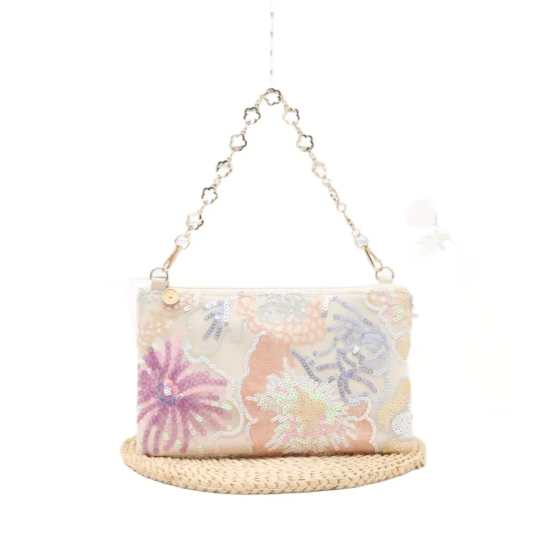 حقيبة يد فاخرة مطرزة بالترتر ذات سعة عالية حقيبة كتف صيفية طراز جديد للنساء