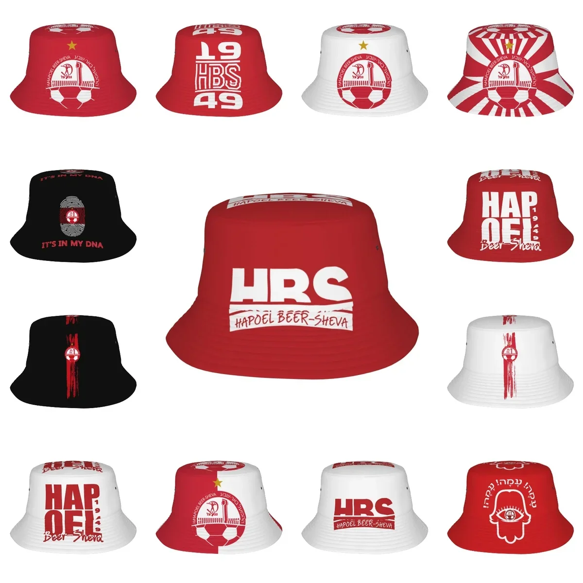 

Hapoel Beer Sheva Fisherman's Cap Outdoor Bucket Hats Fishing Hat Wide Brim Cap Unisex Foldable Beach Summer Travel