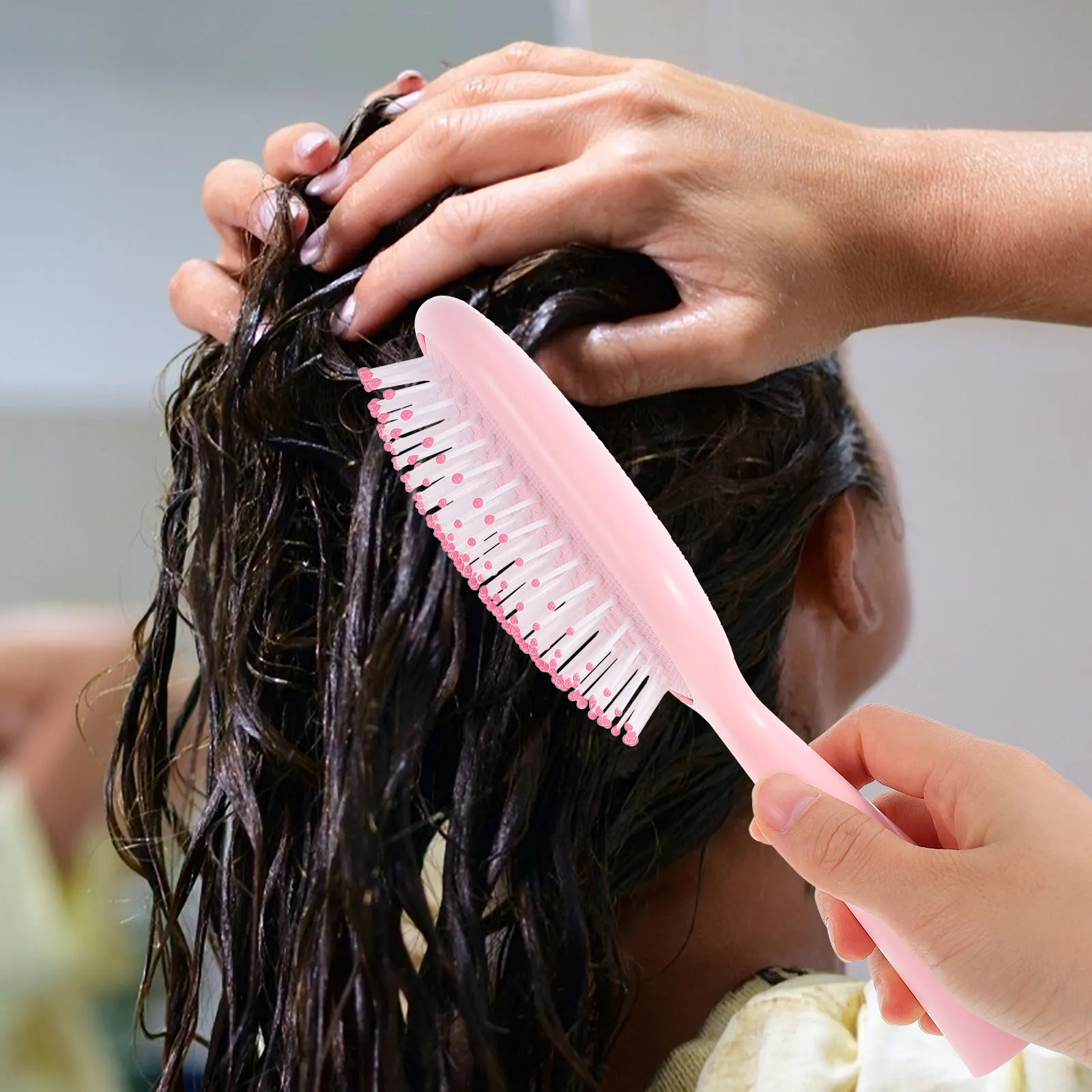 

2 шт., расческа для волос, массажная подушка безопасности, стильные щетки для распутывания, эргономичная ручка, массажеры для кожи головы, подходят для вьющихся, прямых, длинных, коротких